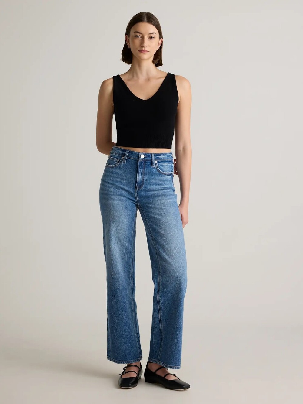 NWT Quince Bella Stretch Relaxed Straight Jeans Size 28 Long